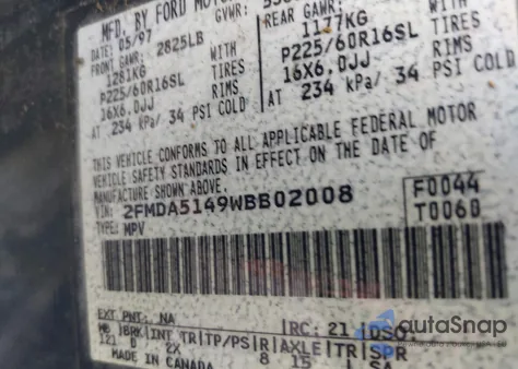 1998 Ford Windstar Gl/Limited/Lx z USA, uszkodzony, nr VIN 2FMDA5149WBB02008